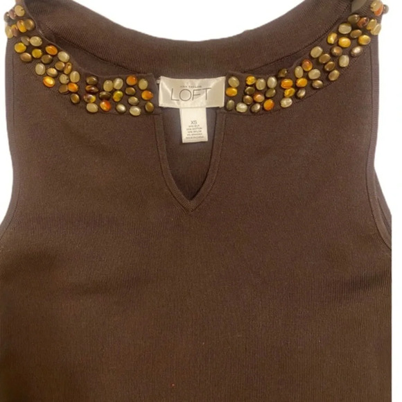 Ann Taylor Loft Rock beaded‎ sweater tank top​ - Picture 3 of 11